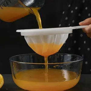 Ultra Fine Mesh Strainer Nylon Food Juice Strainer Yogurt Mesh Sieve Plastic Colander with Handle Mini Brine Shrimp Separation Net for Kitchen(200 Mesh)  Filter Utensils