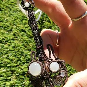 Guitar Pendant Wire Wrap Moonstone