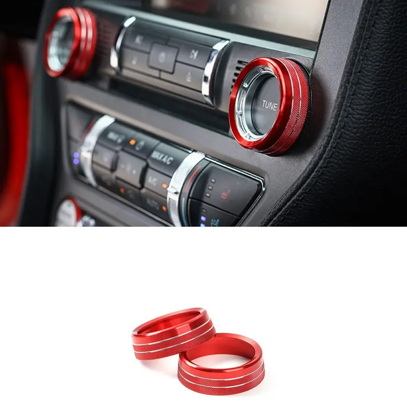 Ford Mustang Air Conditioning Knob Decoration Set, Aluminum Alloy Anti-Cut Wear Resistant Interior Accessories, Fits Models 2015-2020, Car Interior Accessory, Car Decorations, Automotive Interior Accessories
