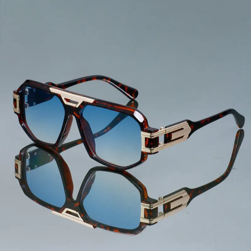 Men's Large Frame Hip Hop Glasses, Fashionable Frames Glasses, Retro Fashion Blue Light Blocking Street Style Decorative Eyewear, Casual Copper Frame, Street Fashion Element, Decorative Lens, Rectangle Frame, Trendy Vintage Eyeglasses