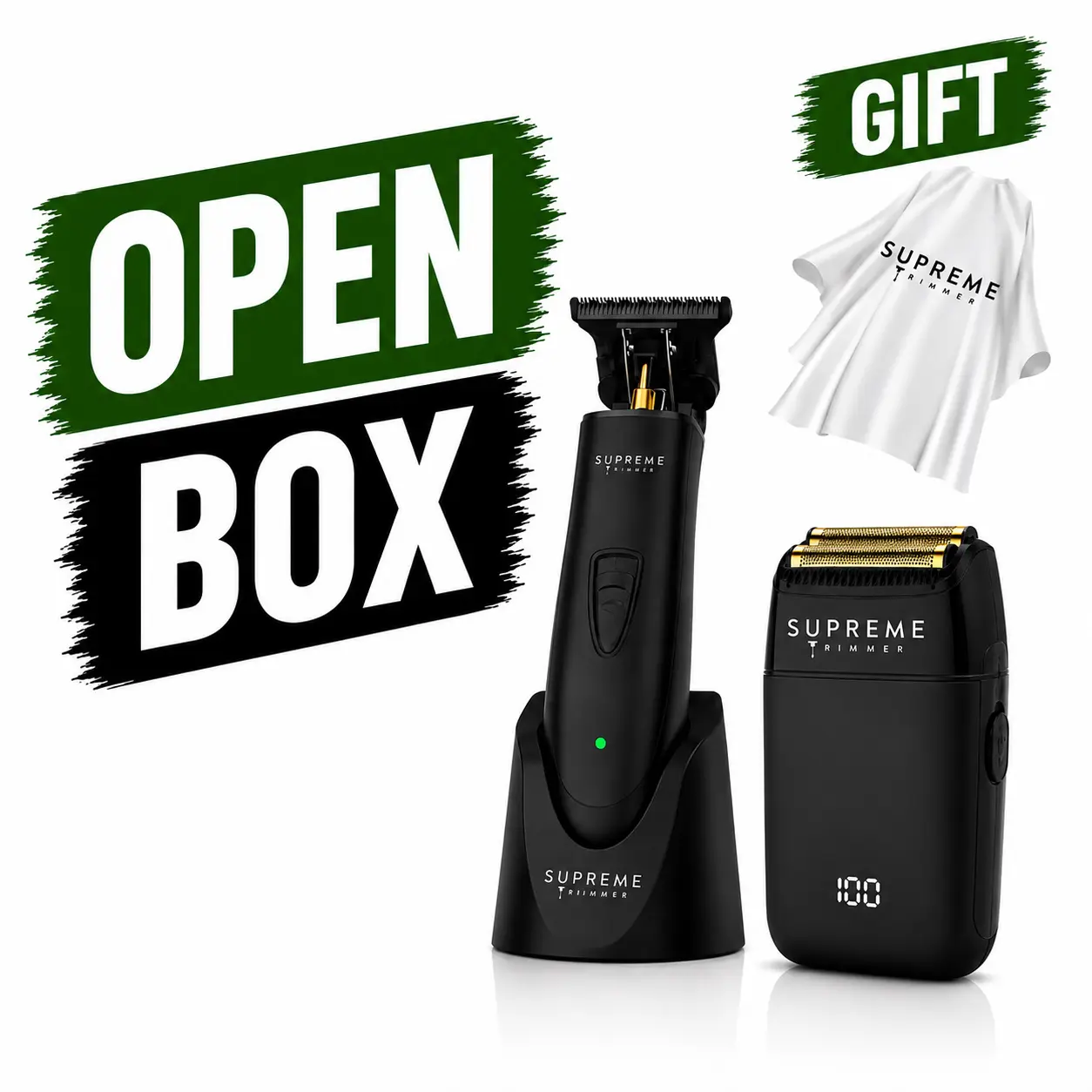 OPEN BOX Supreme Trimmer T-SHAPER Trimmer & Crunch Lite Shaver Bundle with Free Barber Cape