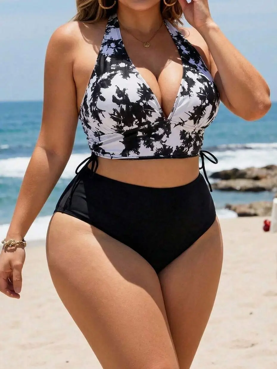 Plus Size Swimsuit Set with Trunks - Functional Triangle Swimwear for Summer Beachwear