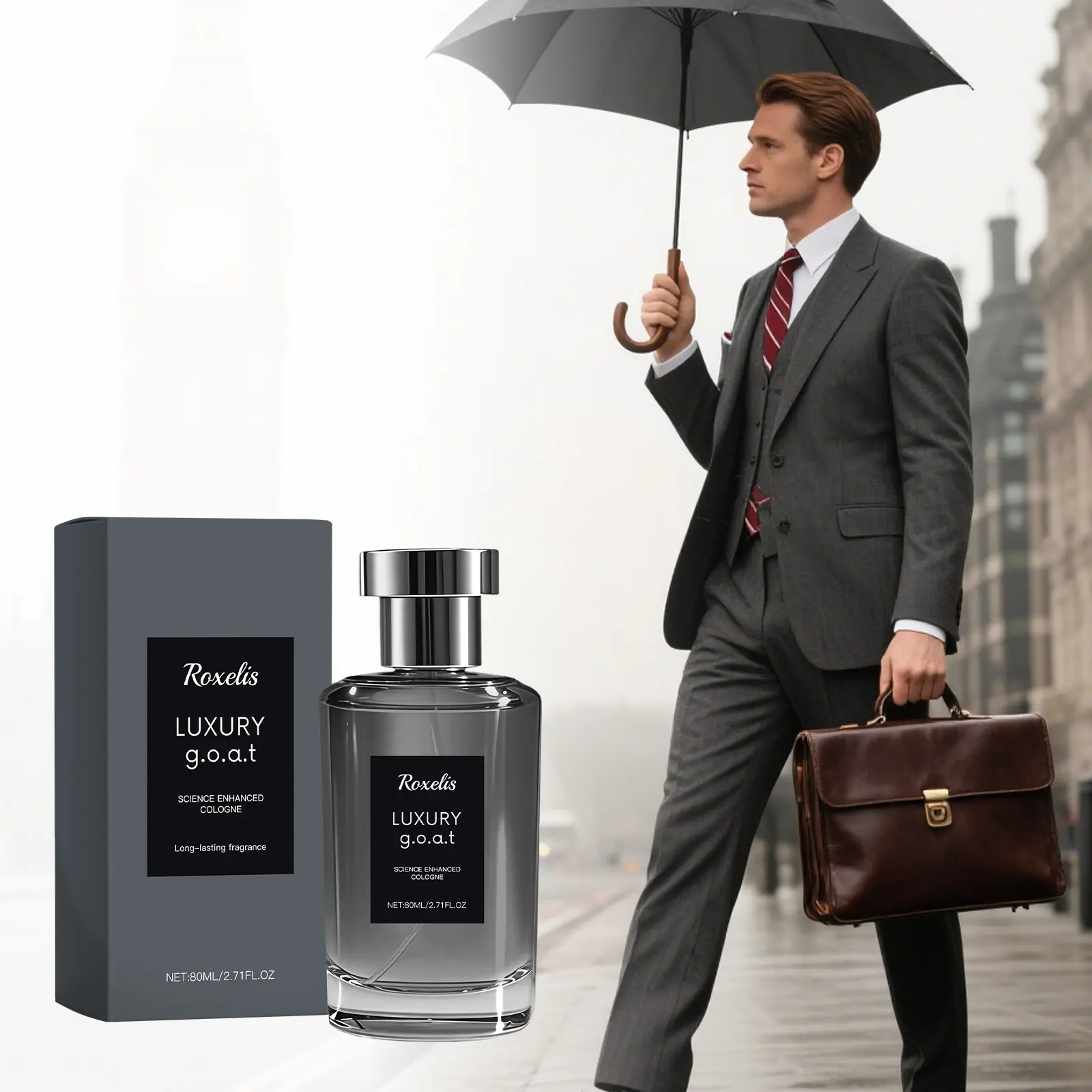 Roxelis 80ml Woody Floral Men Perfume, Elegant Neutral Woody Scent, Mature Calming Fragrance For Dating, Long Lasting All Day Fresh Cologne, Portable Gift For Valentine Christmas Birthday Anniversary Men Present