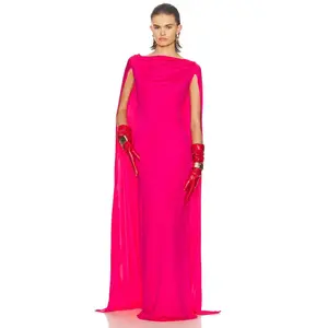 Helsa The Alva Caped Jersey Dress in Shocking Pink