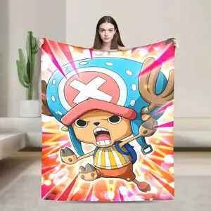 Reindeer Doctor Anime Flannel Blanket Kawaii Medical Hero Soft Warm Throw For Kids Adult Gamer Room Dorm Essential Cherry Blossom Aesthetic Bed Sofa Gift