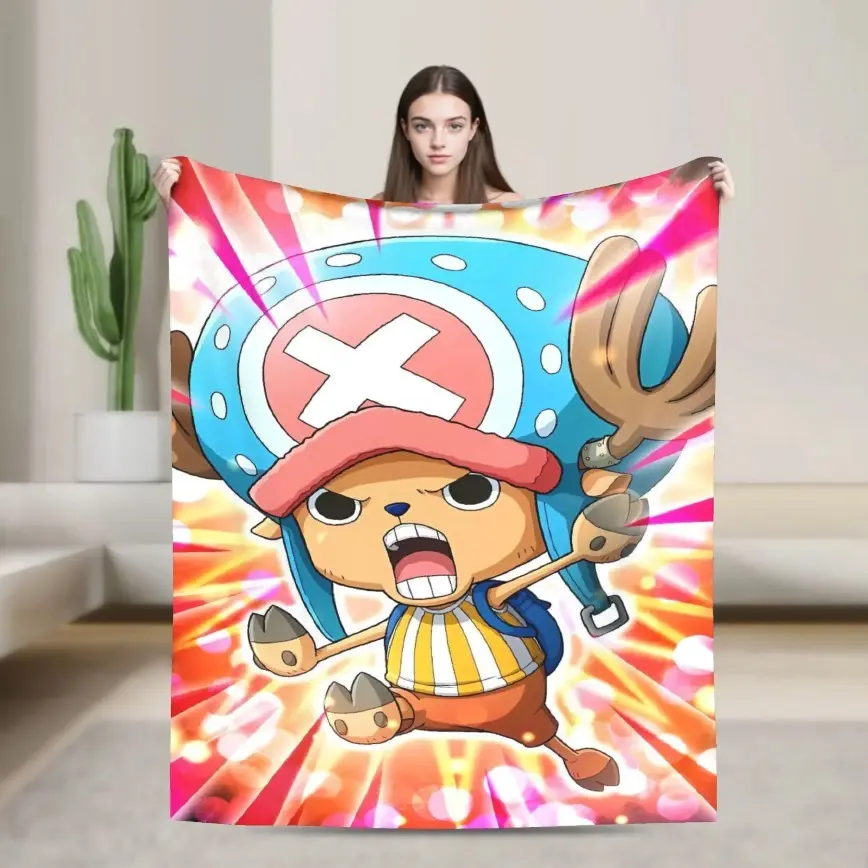 Kawaii Reindeer Doctor Anime Flannel Blanket - Soft, Warm Christmas Throw with Anime Art Styles, Water-Resistant, Cherry Blossom Aesthetic for Kids, Ideal for Dorm, Garden Bedding, Sofa Gift Essential