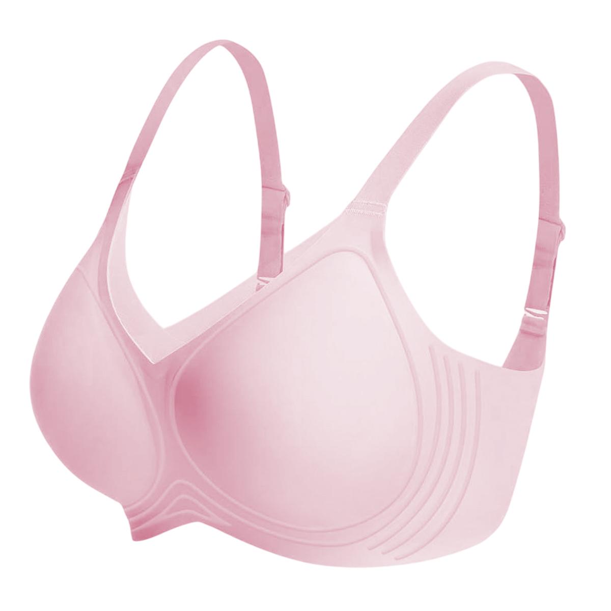 KatchMe Women's Elegant Solid Color Wide Strap Seamless Push-Up Wirefree Bra, Non-Wired 3/4Coverage Breathable Underwear, Smoothing Bralette