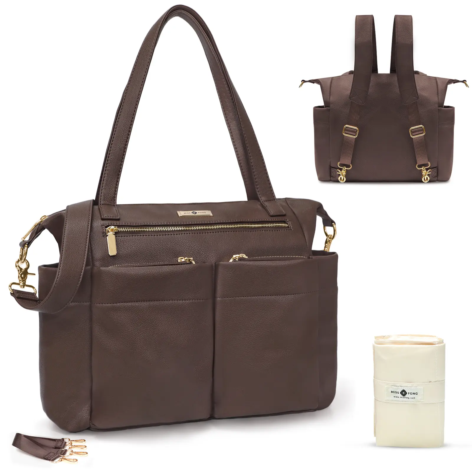 Miss Fong Tote Bag for Woman, Functioanl 4-In-1 Casual Carry-On Travel Backpack, Shoulder Bag Crossbody Mom Bag, Diaper Bag with a Changing Pad, Hospital Bag for Mom, Newborn Essentials Labor Bag, Carry Luggage Stroller