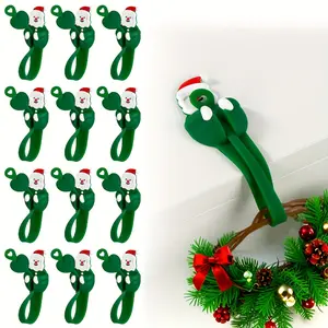 6pcs Silicone Christmas Garland Hooks | Stretchable and Reusable, Self-Adhesive No-Drill Hooks for Cloaks, Fireplace Stockings, and Garlands, Strong Adhesive, Durable for Christmas Door Frames, Fireplace Cloaks, Stair Decorations