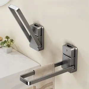 A Foldable Towel Rack with a Suction Cup, Suitable for Hanging Hand Towels at The Sink, Featuring a No-Drill Design for Storing Towels, Jewelry, Headbands, And Other Items in The Bathroom.