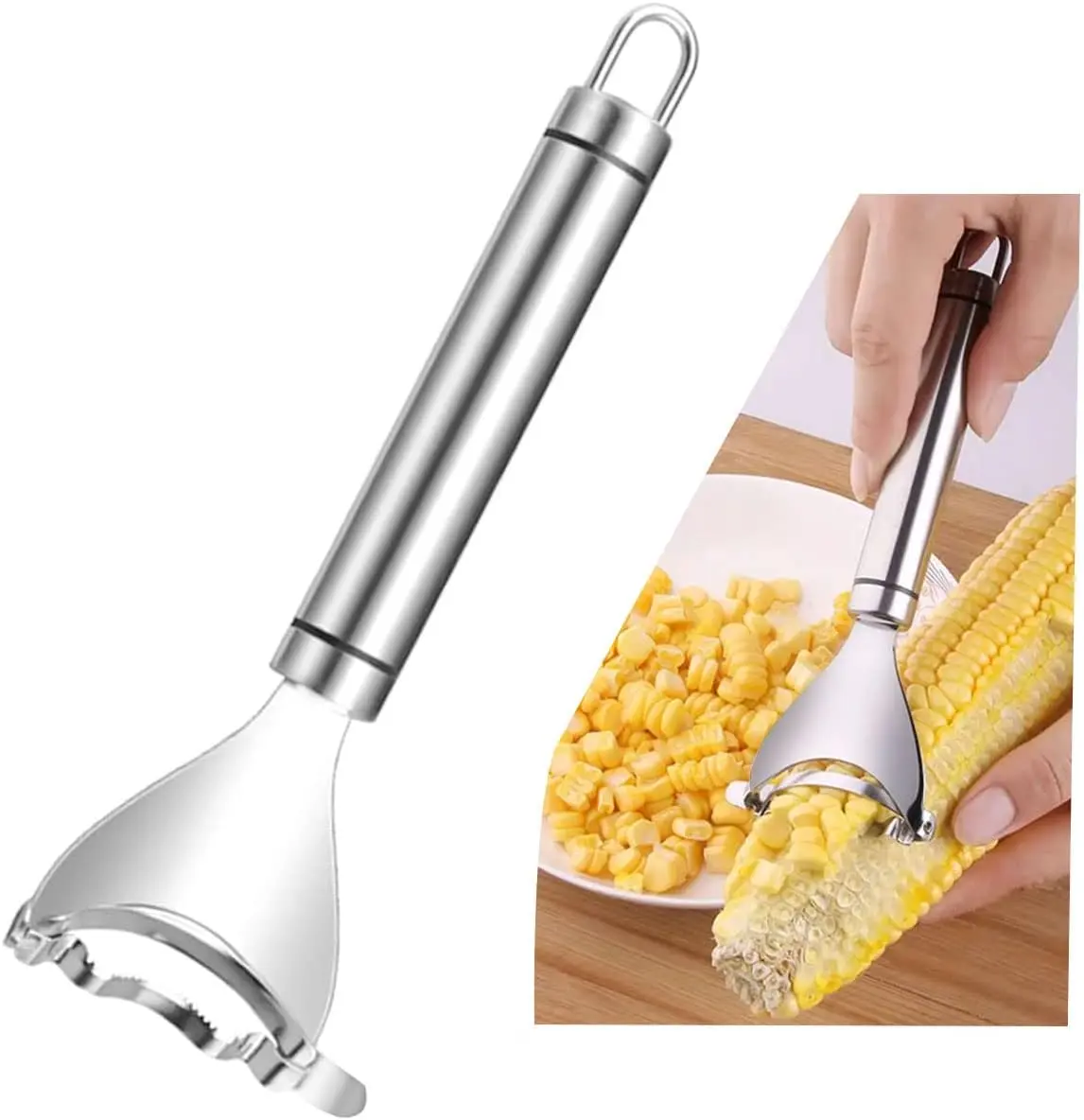 2 Pcs Corn Peeler Corn Planer Thresher Stainless Steel Corn Peeler for Corn On the Cob Corn Kernel Remover Tool Magic Corn Stripper Tool Corn Cutter Corn Scraper with Handle for Kitchen