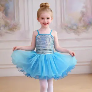Sparkly Sequin Blue Tulle Ballet Tutu Dress for Toddler Girls – Kids Dance Performance & Birthday Party Outfit
