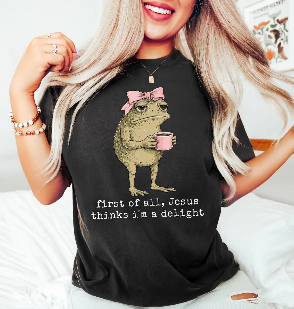 Funny Christian Frog T-Shirt, Cute Faith Frog Graphic Tee, Religious Humor Shirt, Christian Gift for Men & Women