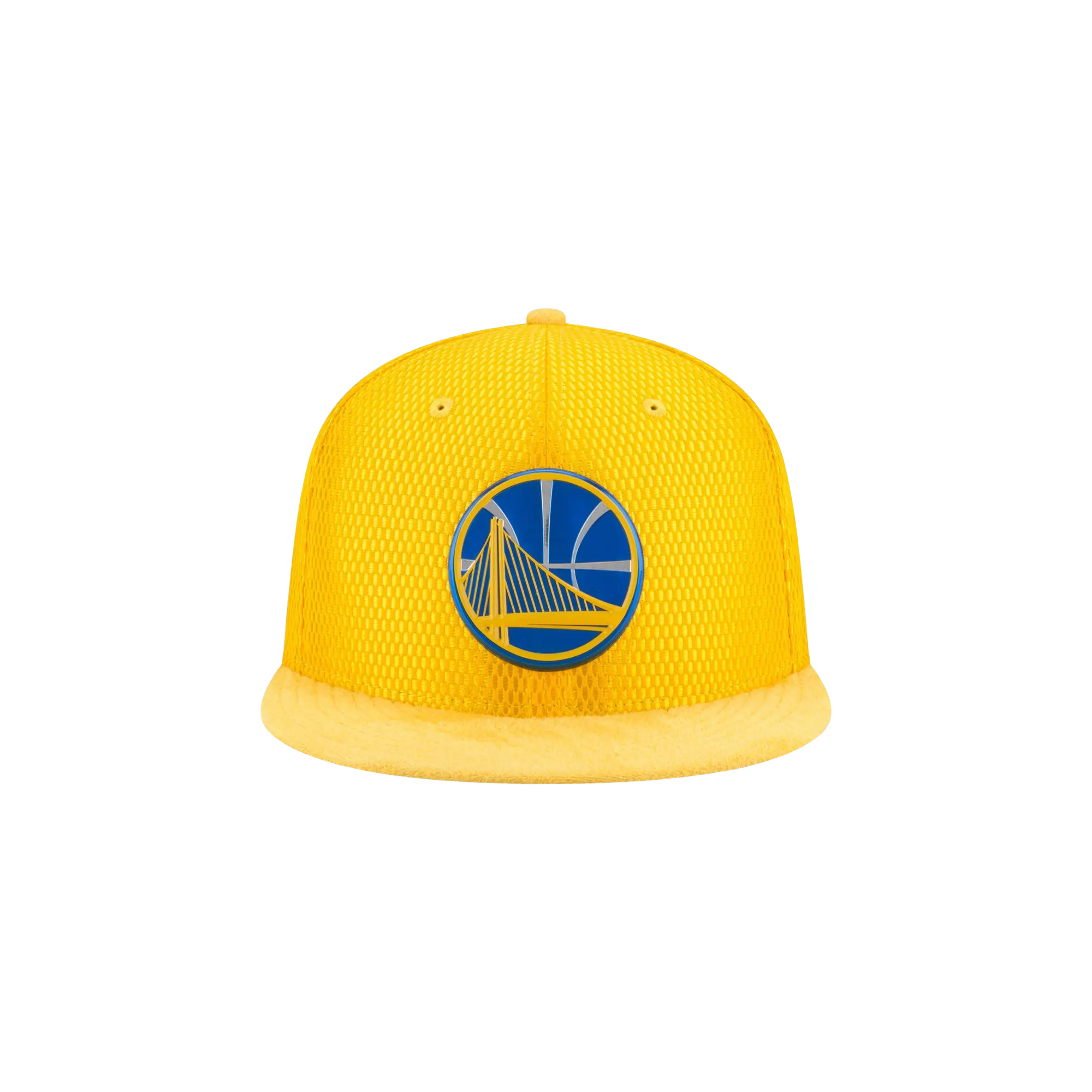 9FIFTY Golden State Warriors On-Court Snapback Hat "Yellow / Blue GSW Logo - Under Brim" NE635