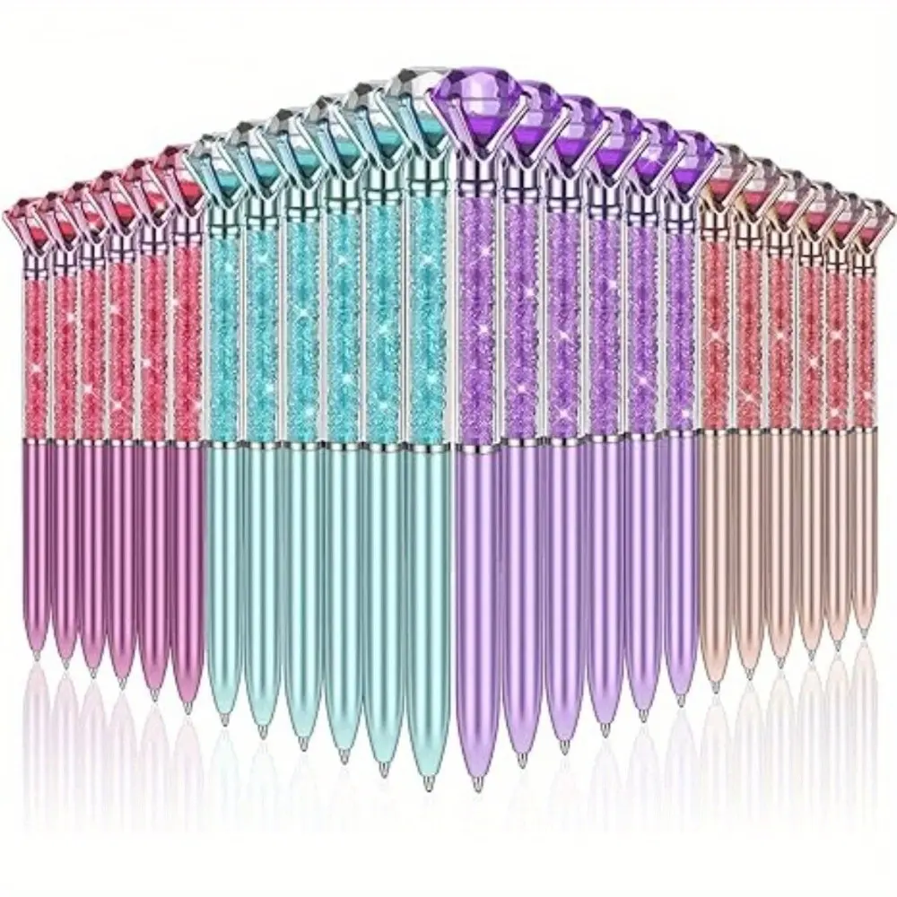 24pcs of large crystal diamond pens, shiny ballpoint pens with black rhinestone accents, Beaded Pens, Aesthetic Pens, Elegant Student Pen. Suitable for school office supplies, wedding gifts, holiday gifts and birthday gifts.