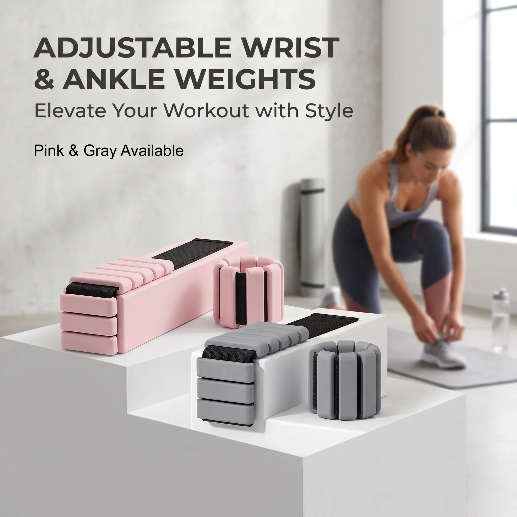 Adjustable Wrist & Ankle Weights, Silicone Weighted Bracelets for Yoga Pilates Walking Running Gym Workout, Wearable Fitness Wrist Ankle Weights for Women, Strength Training, Cardio, Home Exercise, Barre, Dance, HIIT, Waterproof Sweatproof, Toning Arm Leg