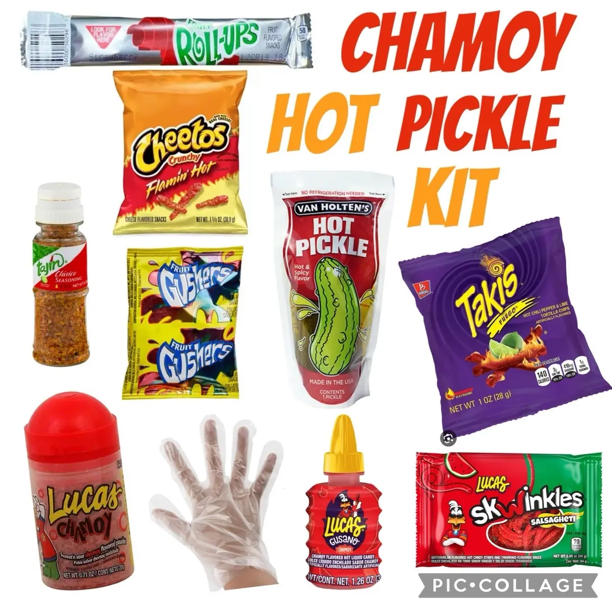 Hot Pickle Kit with Takis | Chamoy | Trending TikTok Pickle Kit | 10 pc Pickle Kit | - Great Gift Idea Pack