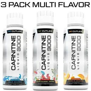 [Live Exclusive] Cutler Nutrition 3-Pack Multi-Flavor Carnitine Liquid 3000 Energy Sport Beverage, Fitness & Wellness Supplement Variety Pack