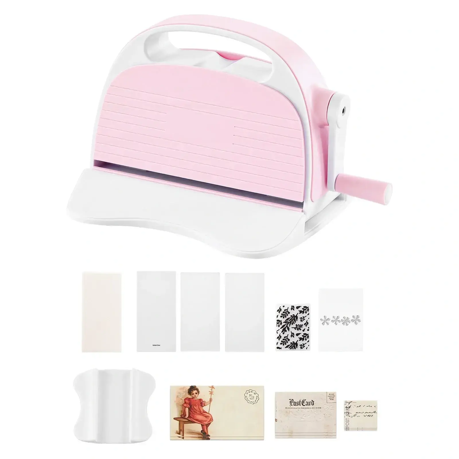 Manual Die Cutting and Embossing Machine - 3/6" Opening Portable Set with Cutting Dies, Embossing Folders, Paper Sheets, Cutting Plates for Scrapbooking, Card Making