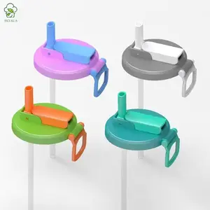 Reusable Silicone Soda Can Lids with Plastic Straws, Portable Airtight Spill-Proof Covers, 4-Color Set Fit Standard Cans for Canned Beverages, Energy Drinks, Juice