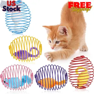 5 Pcs Halloween Cat Spring Balls Toys Stretchable Rolling Balls Colorful