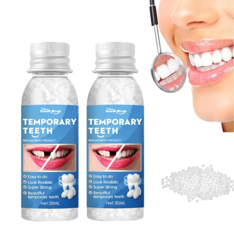 Moldable Dental Gel Denture Kit - 1pc 30ml Liquid, Adult Temporary Solution for Cavities, Broken Teeth Replacement, Beautiful Temporary Teeth, Halloween Makeup DIY Fangs (Home & Festive Party Supplies)