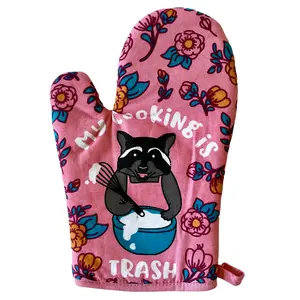 My Cooking Is Trash Oven Mitt Funny Raccoon Chef Animal Novelty Kitchen Glove Funny Graphic Kitchenware Bakeware Funny Animal  Novelty Cookware Multi
