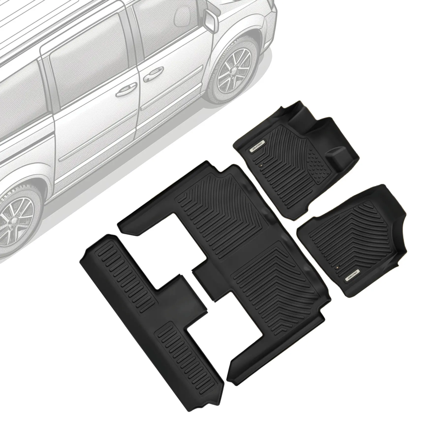 OEDRO TPE Floor Mats fits 2008-2020 Dodge Grand Caravan, 2008-2016 Chrysler Town & Country (Stow'n Go Only), All Weather, Waterproof