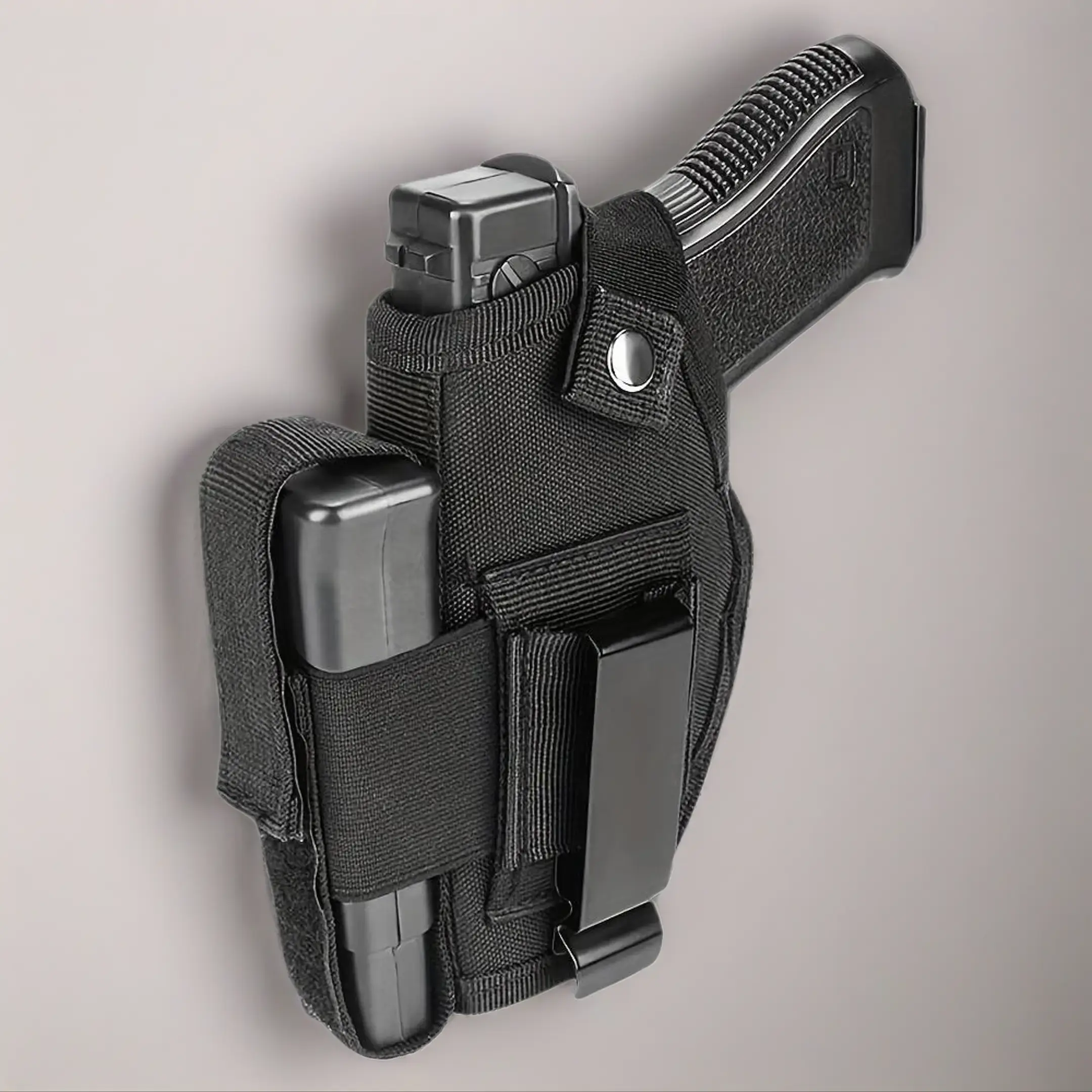 600D Oxford Fabric Belt Clip Holster for Carry Concealed, Ambidextrous IWB/OWB Universal Fit Design with Built-In Magazine Pouch and Hook & Loop Straps, Carry Concealed Holsters