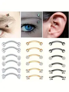 Women's Fashion Stainless Steel Eyebrow Piercing Nose Bridge Studs, Nose Ring Jewelry, Labret Rook Jewelry Ear Lobe Multi-Function Body Piercing Barbell 16g