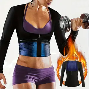 Sauna Suit Shirt For Women  Waist Trainer Sweat Vest Workout Fajas Long Sleeve Body Corset Compression