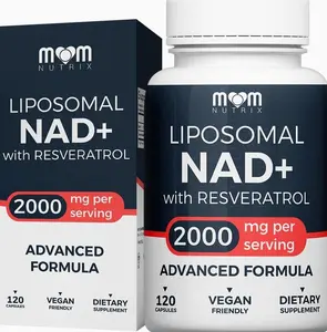 Liposomal NAD Supplement with Resveratrol - High Purity NAD Plus 2000 mg, 120 Capsules, Made in The USA - NMN Alternative