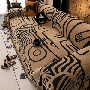 Abstract Art Geometric Pattern Sofa Cover, Non-slip Soft Sofa Blanket, Machine Washable Sofa Cover, Home Decor Supplies, Universal Sofa Protector