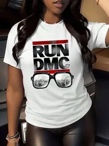 Summer BestsellersSummer Style 1pcs 220g Women's Casual T Shirt Run DMC Digital Print  Cotton T Shirt Hip Hop Music Graphic Teesupple