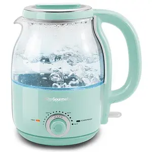 Elite Gourmet 1.2L Adjustable Temp Electric Honeypot Glass Kettle Mint