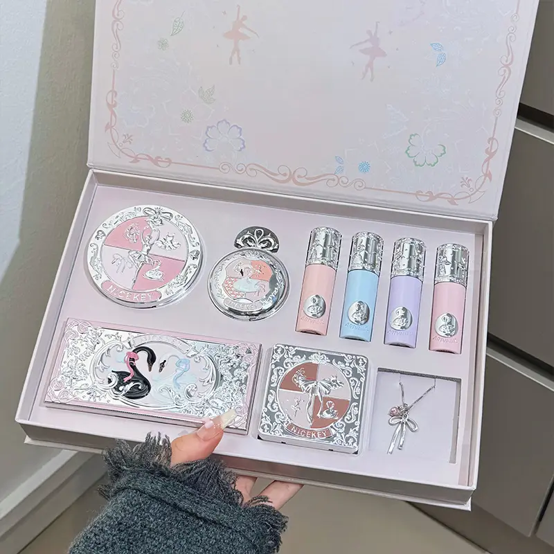 Pink ballet makeup gift box powder, powder blusher, lip mud, eye shadow, face repair, makeup set, holiday gift for gifts, Makeup Kit Set, Makeup Bundle Box, Makeup Gift Sets