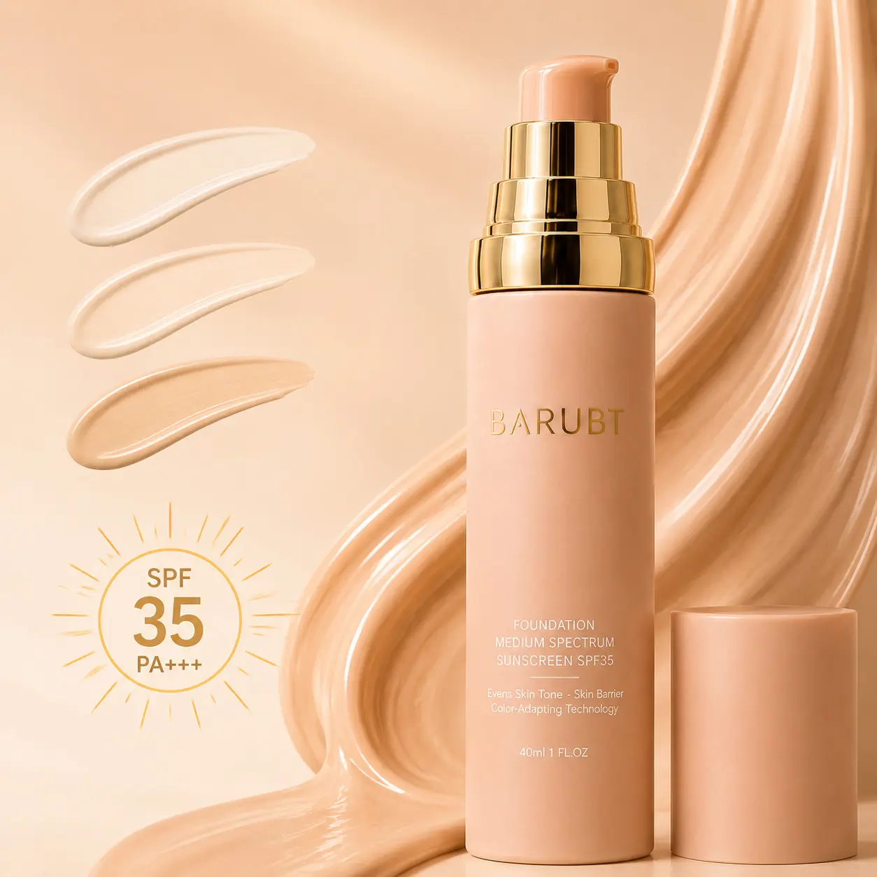 Color Adapting Foundation for Women, 40ml Liquid Foundation with SPF 35, Lightweight Hydrating Makeup, Natural Dewy Finish, Buildable Coverage & Skin Tone Matching for Daily Face Makeup