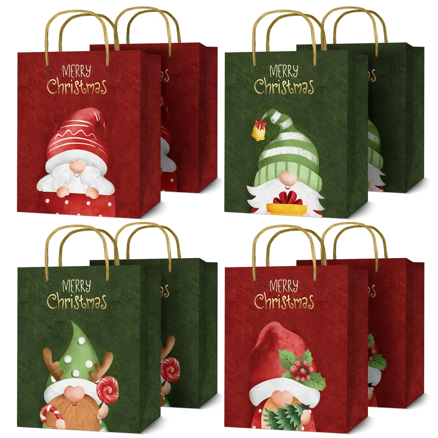 8 Pack 12" Large Christmas Gift Bags