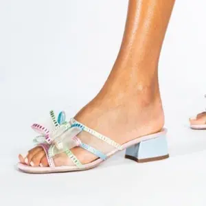 J. Renee Finola Sandals with Colorful Bow and Studded Strap for Women's Fashion