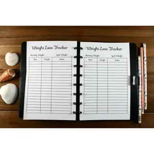 Weight Loss Tracker Inserts for Half Letter Size Discbound Planners, Fits with Circa Junior, Arc by Staples, TUL Junior, HALF Letter Size (5.5'' x 8.5’'), (Planner sold separately)