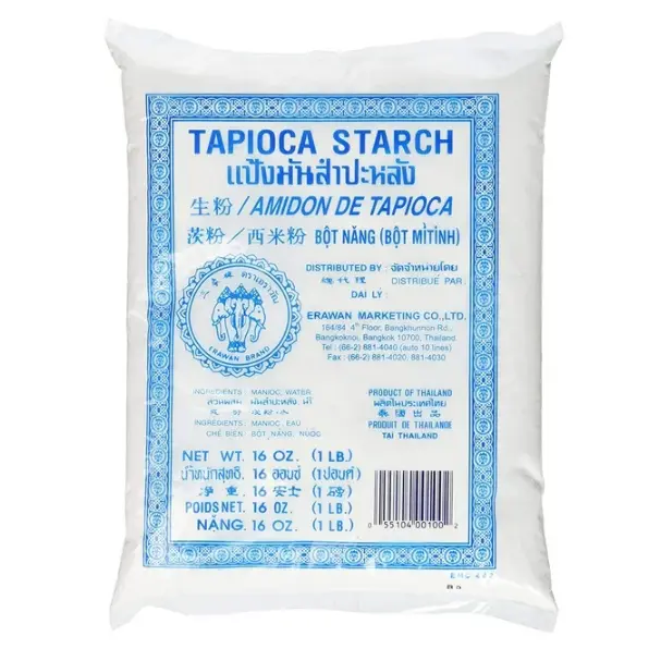 Erawan Pure Cassava Tapioca Starch Powder, 16 oz, Ambient Grain-Flavored Baking Starch, Cassava (Tapioca) for Adding Crispness to Dishes, No Undisclosed Compromises