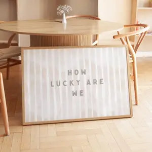 How Lucky Are We Print Coffee Apartment Decor Positive Poster Coquette Room Decor Dorm Wall Art Affirmation Quote Gift Physical Print