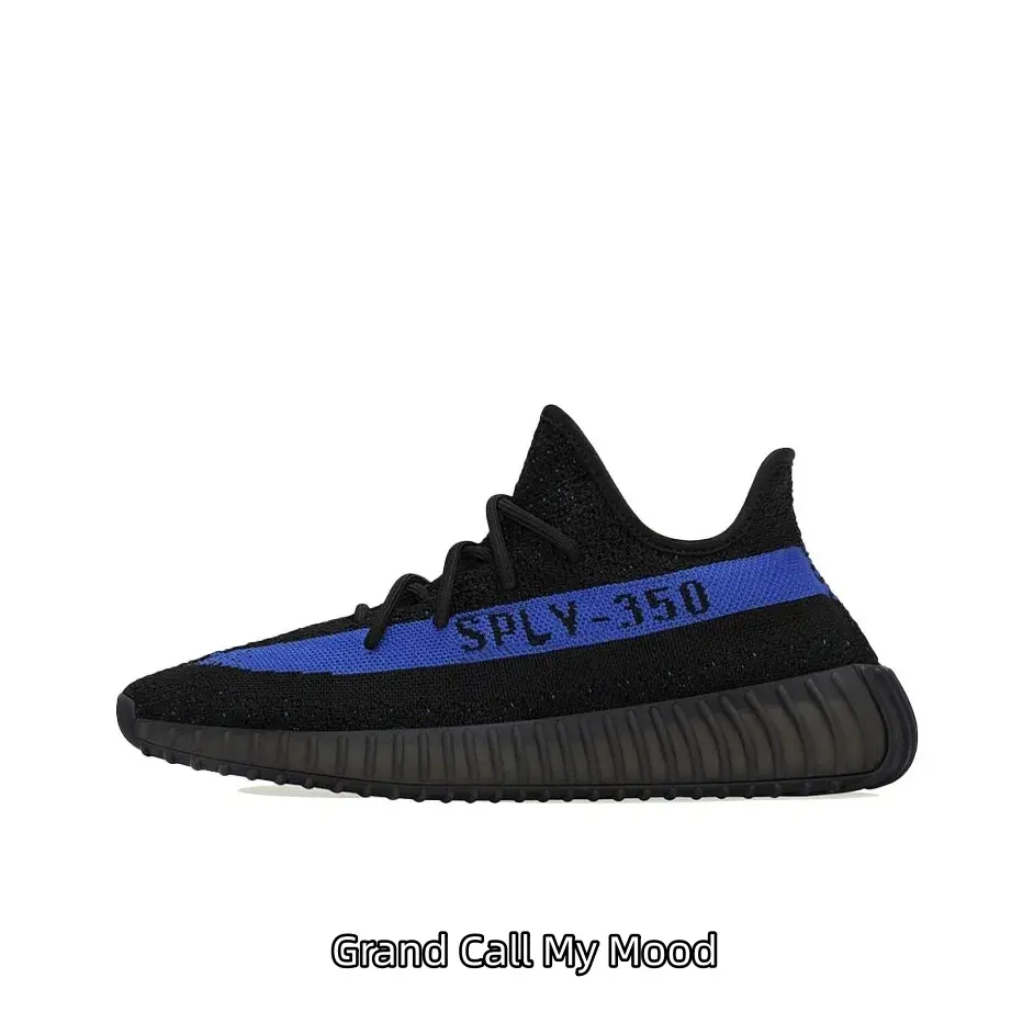 Matte Black Royal Blue Stripe Fly Knit Mesh Sneakers Super Soft Black Cushion Sole For Street & Gym Trendy Outfits