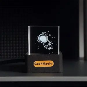 GeekMagic Crystal Cube Photo Display Holographic Desktop Smart Weather Station Digital Clock with GIF Animations Album XQ