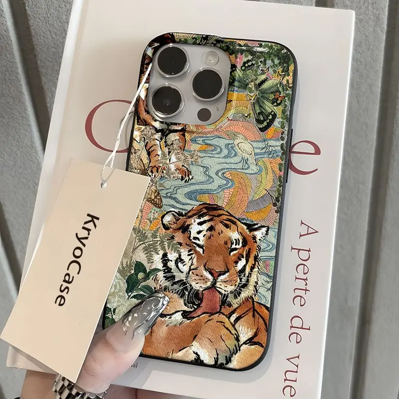 Wildlife tiger stripe and nature pattern phone case, 360-degree full coverage protection, compatible with iPhone 17/16/15/14/13/12/11/X/XS/XS Max/16E, waterproof, shockproof, and scratch-resistant, a perfect holiday gift for friends, family, or yourself.,