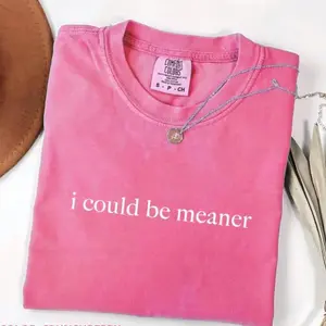 Comfort Colors i could be meaner sarcastic quote design for bold humor everyday wear t shirt relaxed fit vintage style, sarcastic shirt, funny quote tee, bold statement shirt, meme graphic tee, casual edgy top (2)