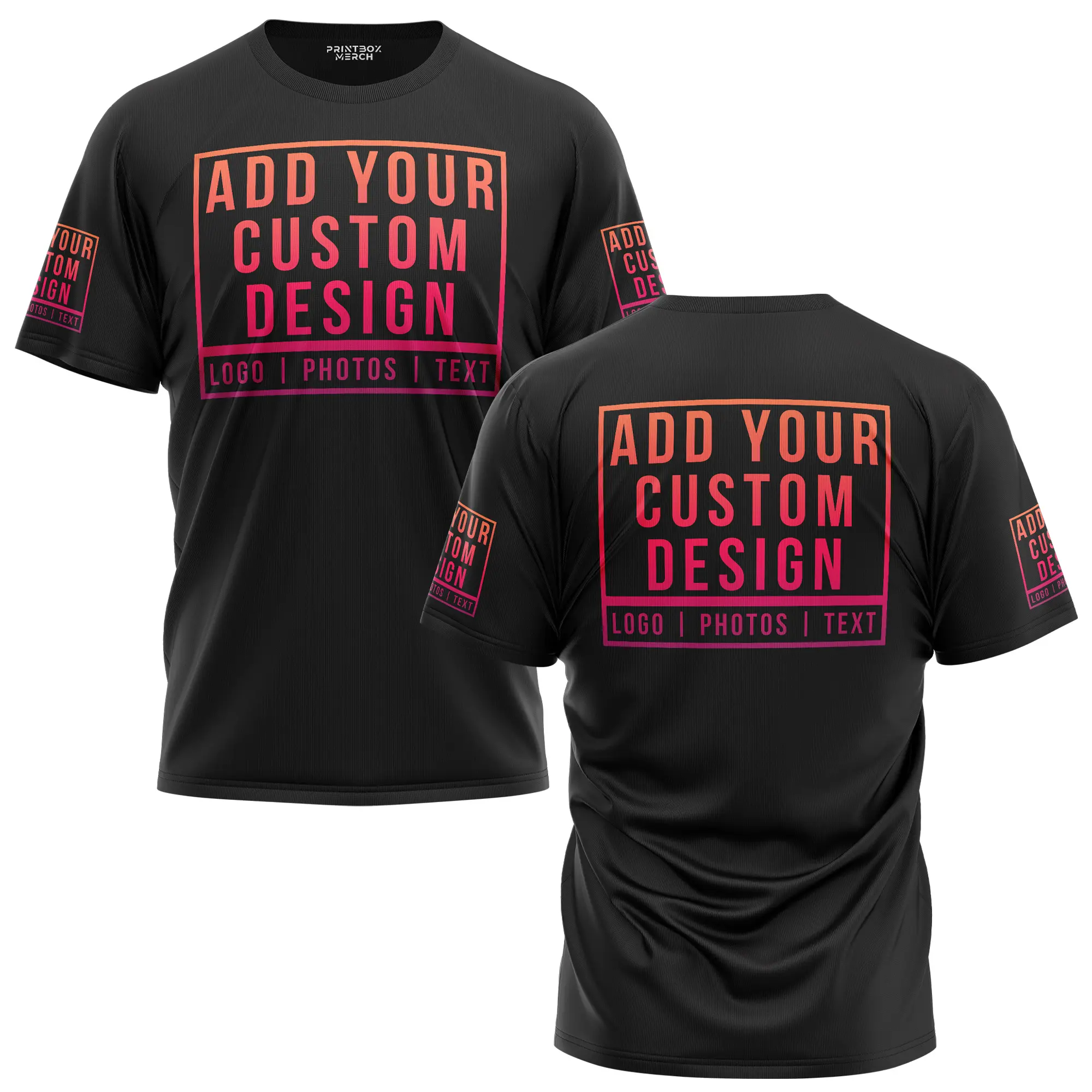 Custom T-Shirt for Adults – Personalized Logo, Photo, Text or Artwork – Front, Back & Sleeve Printing – Sizes S–3XL