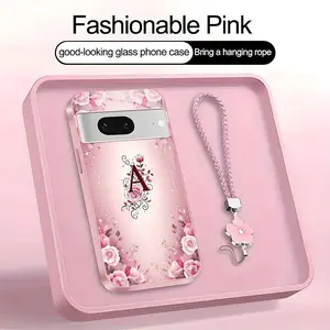 Suitable for [Google Pixel 7] high-end women's phone case🤩，a beautiful four-leaf clover lanyard is included🍀，a free four-leaf clover lanyard is included, with 26 letters of the alphabet to choose from and  exquisite Rose flower patterns 952