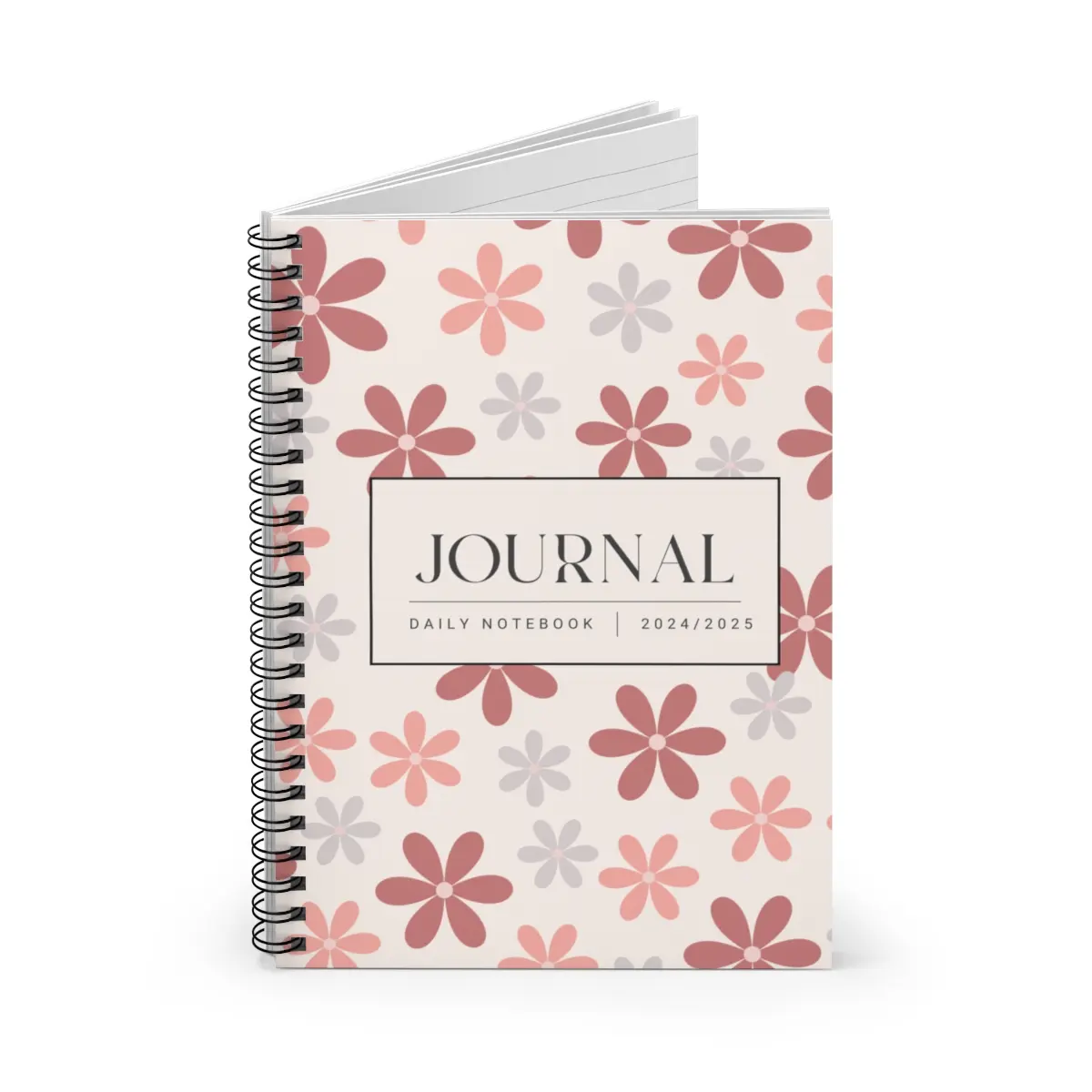 Flower Daily Notebook and Journal 2024/2025 - Spiral Notebook - Ruled Line -  Shopping lists, school notes or poems