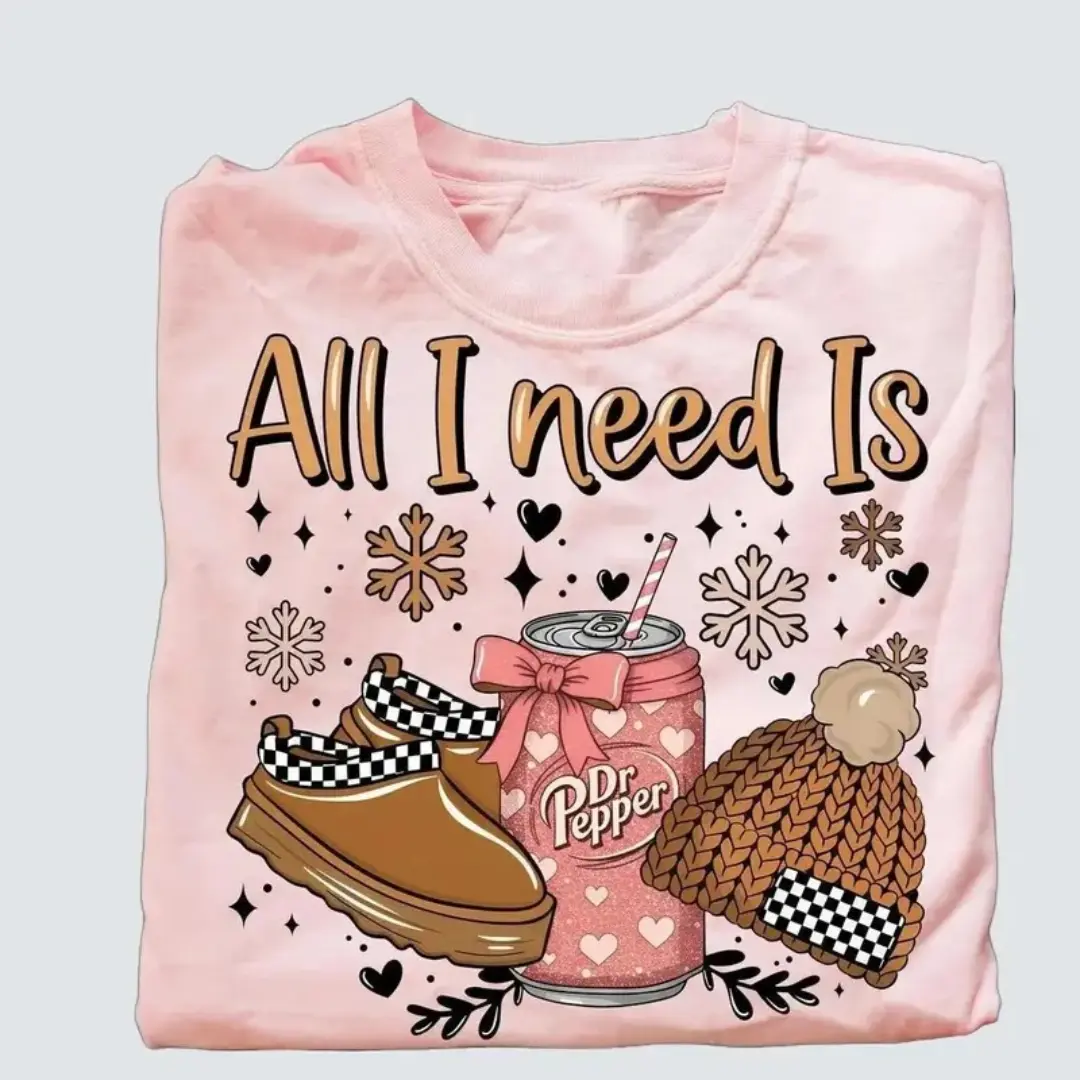 All I Need Is Dr Pepper Shirt, Funny Festive Fall Soda Lover, Retro Girly Soft Drink Fan Tee, Coquette Bow, Gift For Her